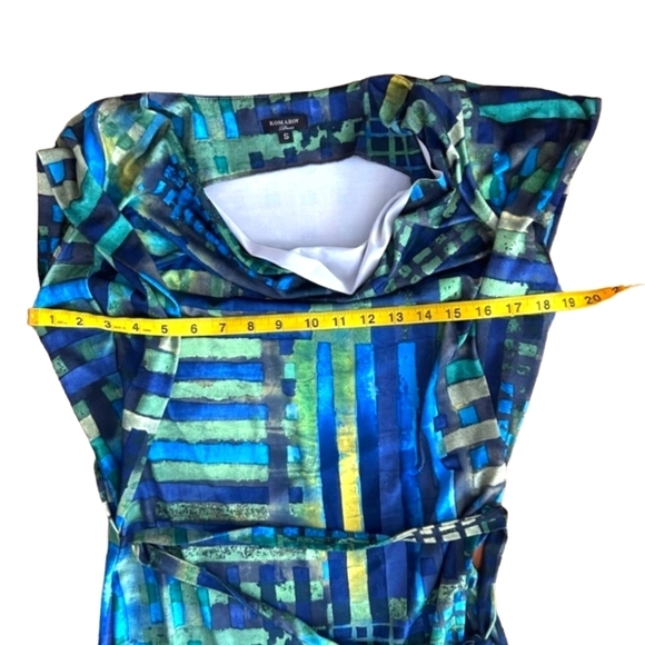 Komarov Evening Cocktail Dress Rare Vintage Abstract Stretchy Short Sleeve - Picture 8 of 11